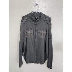 Beverly Hills Polo Club Men's Full Zip Sweater Military Style 2010 Size XL